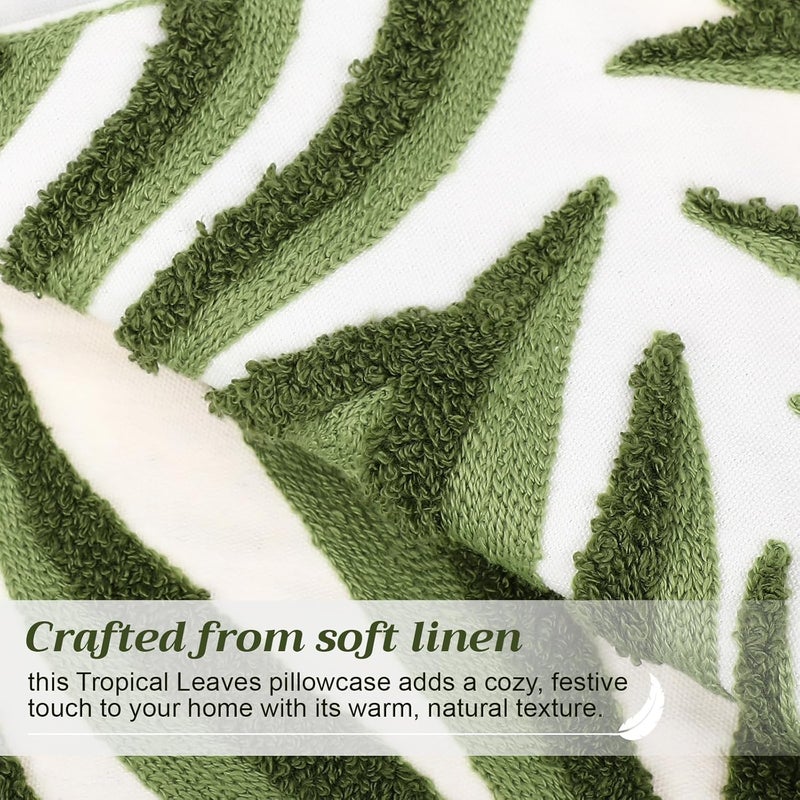 Gilprop 2 Pcs Embroidered Throw Pillow Covers 18 x 18 Inches Square Pillowcases Boho Pattern Cushion Covers Cushion Cases for Bed Couch Sofa Living Room Home Decor (Forest Leaves) - Image 2