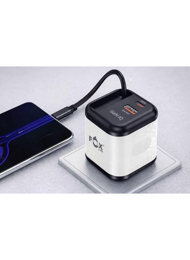 FOX CORE 25W Fast USB-C Charger with Retractable USB-C Cable, 3-Port Power Adapter for Laptops with GaN Technology, Compatible with All Devices - Image 4