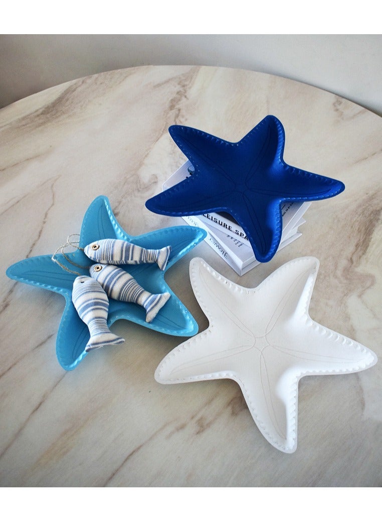 YINZUO Mediterranean  Starfish Plate Tray Coastal Decorative Tray for Coffee Table, Living Room, Dining Room, and Storage - Image 2
