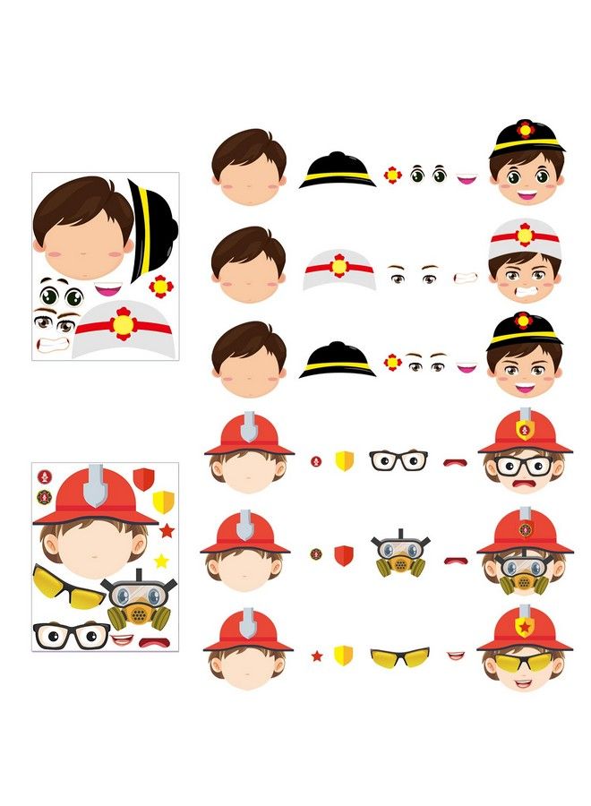 MALLMALL6 36 قطعة ملصقات رجال الإطفاء لصنع وجه ملصقات حفلة عيد ميلاد رجل الإطفاء لوازم حفلة استحمام الأطفال هدايا حفلة زينة الغرفة ملصق رئيس الإطفاء حرف يدوية ألعاب للأطفال الأولاد والبنات - Image 3