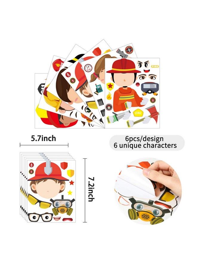 MALLMALL6 36 قطعة ملصقات رجال الإطفاء لصنع وجه ملصقات حفلة عيد ميلاد رجل الإطفاء لوازم حفلة استحمام الأطفال هدايا حفلة زينة الغرفة ملصق رئيس الإطفاء حرف يدوية ألعاب للأطفال الأولاد والبنات - Image 4