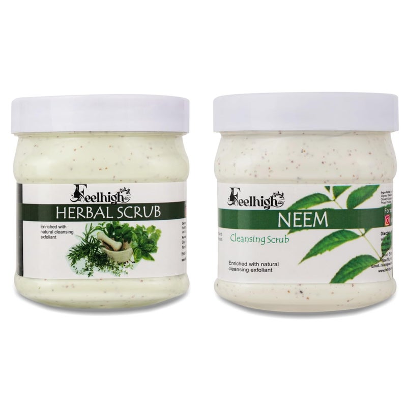 FEELHIGH Face  Body Herbal Scrub Helps to Hydration skin Enriched Natural Cleansing Exfoliant500ml And Neem Face Scrub Enriched with Neem Extract 500ml Men  Woman - Image 1