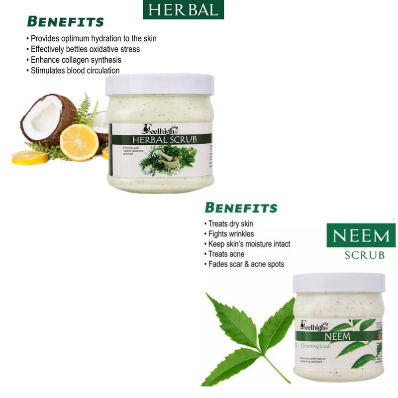 FEELHIGH Face  Body Herbal Scrub Helps to Hydration skin Enriched Natural Cleansing Exfoliant500ml And Neem Face Scrub Enriched with Neem Extract 500ml Men  Woman - Image 2