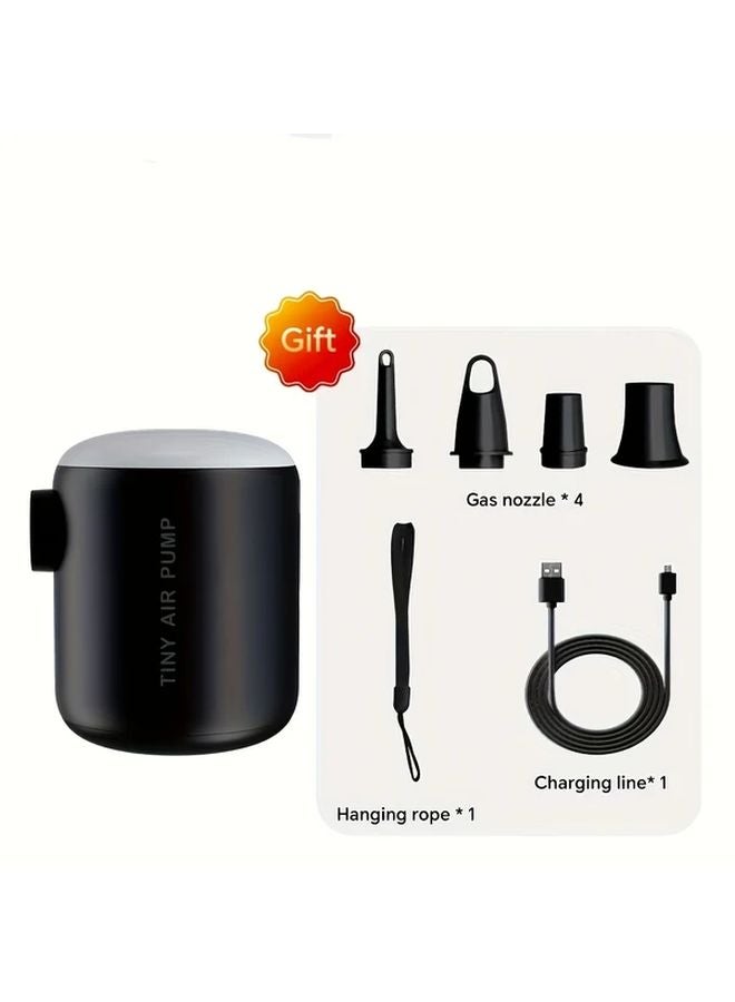Black Rechargeable Air Pump for Inflatable Beds Automatic Shut Off Adjustable Pressure USB Powered - Image 2