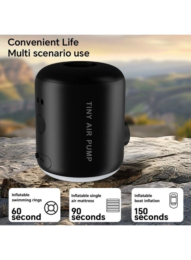 Black Rechargeable Air Pump for Inflatable Beds Automatic Shut Off Adjustable Pressure USB Powered - Image 5