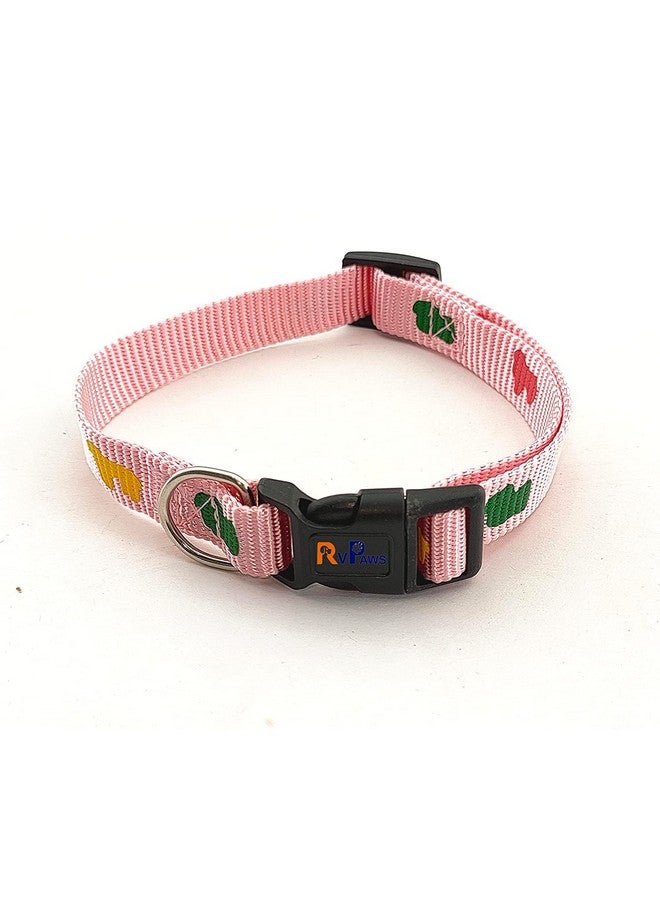 طقم طوق ومقود من النايلون المستورد المطبوع للجراء | طوق قابل للتعديل ومتين مع مقود للجراء وجميع الكلاب الصغيرة 20 مم (وردي) - Image 3