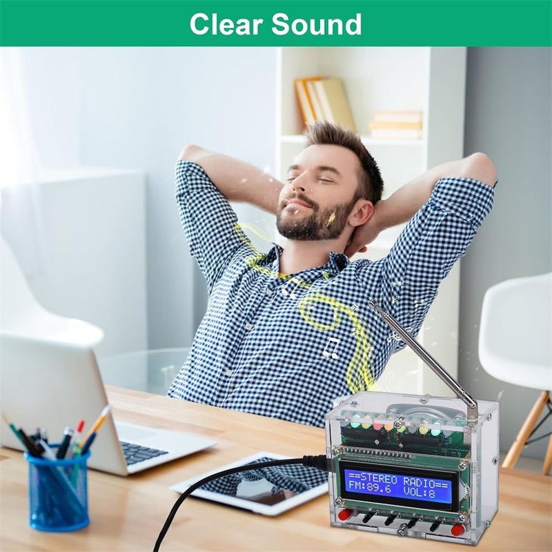 Soldering Project, Icstation FM Radio Kit with LED Lights, DIY Practice Kit, LCD Display, FM 87-108MHz, Digital Radio Kit for STEM Learning and Teaching, Green - Image 5