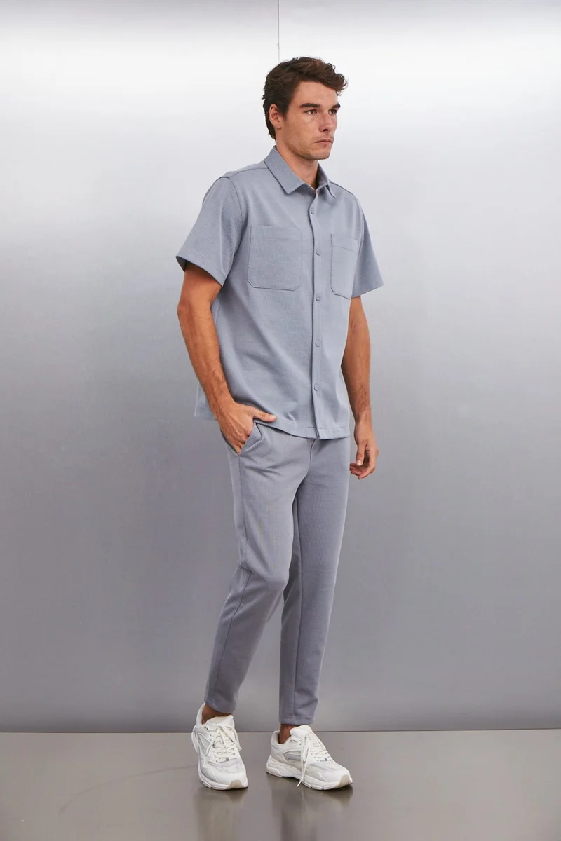 GRIMELANGE Huxley Men's Regular Fit Pocketed Gray Trousers