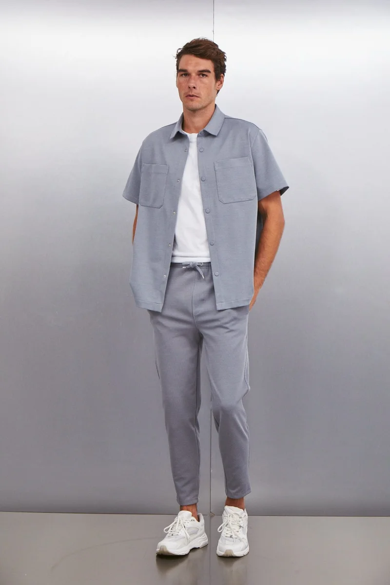 GRIMELANGE Huxley Men's Regular Fit Pocketed Gray Trousers