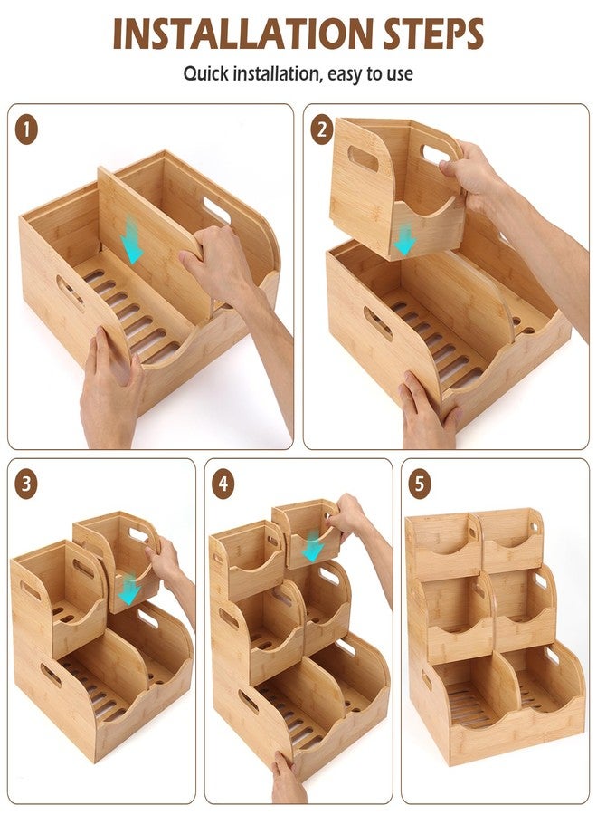 Enlisiwte Bamboo Pantry Storage Bins - Potato & Onion Organizer, 3 Tier Stackable with Ventilated Design & Handles for Fruits, Vegetables, Kitchen Countertop, Pantry & Living Room - Image 5
