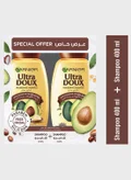 garnier Ultra Doux - Avocado Oil & Shea Butter Shampoo 400ml + Shampoo 400 ml, Savings 31%