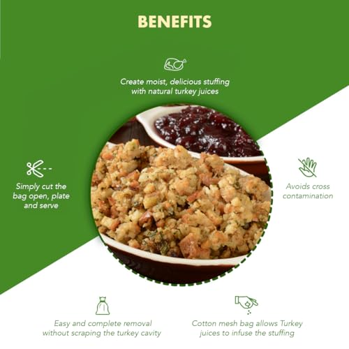 Regency Wraps أكياس حشو الديك الرومي من ريجنسي رابز، حقيبة شبكية قطنية 100% تسمح لعصارة الدواجن بتعزيز النكهة مع إزالة خالية من الفوضى وآمنة، عبوة من 2، طبيعية - Image 2