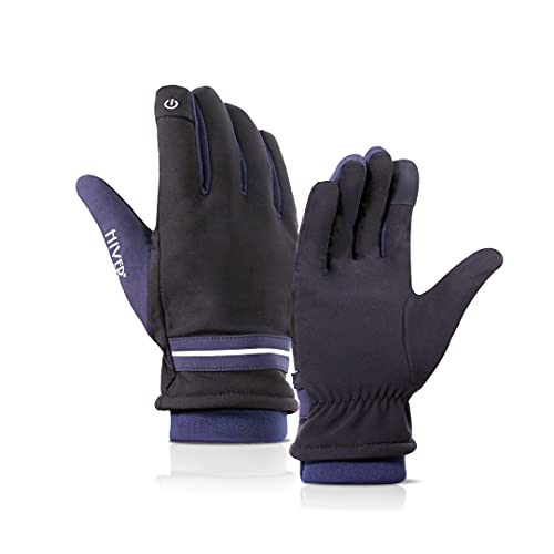 HIVER Mens Waterproof Gloves Winter Gloves Touch Screen Glove Anti-Slip Waterproof Texting Gloves for Cold Weather Trekking Cycling (Large, Black) - Image 1