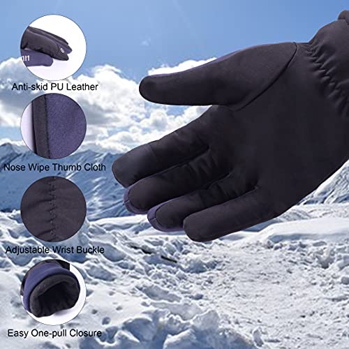 HIVER Mens Waterproof Gloves Winter Gloves Touch Screen Glove Anti-Slip Waterproof Texting Gloves for Cold Weather Trekking Cycling (Large, Black) - Image 4