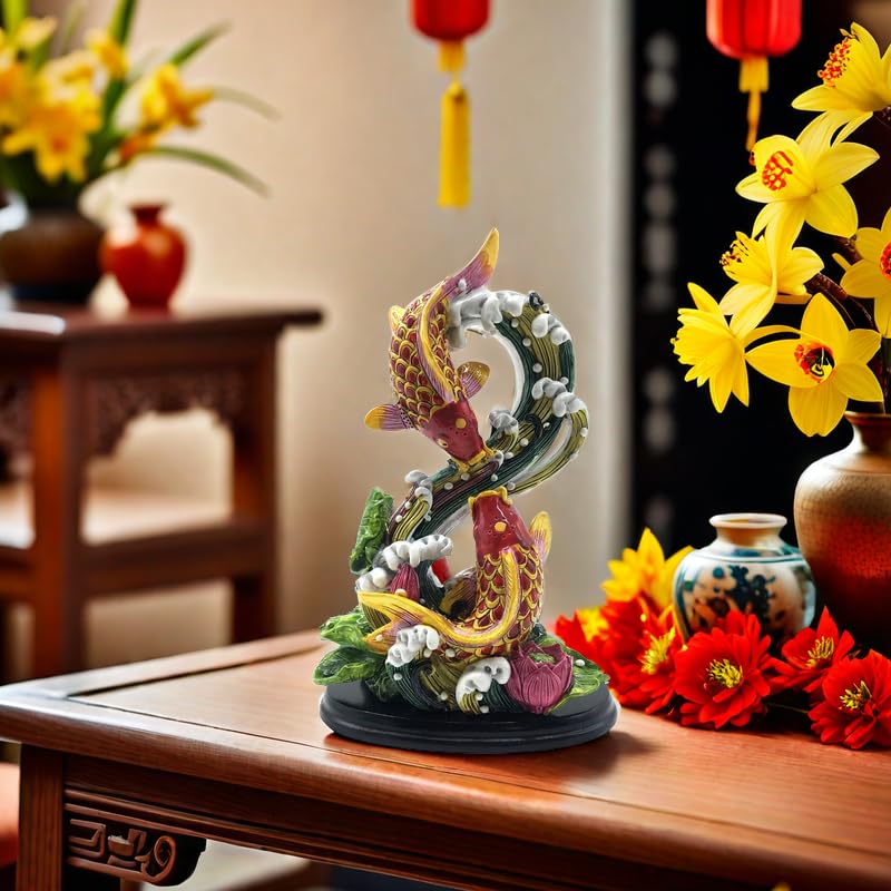 FUNSXBUG Chinese Feng Shui Fish Statue Feng Shui Decor Home Office Decoration Tabletop Decor Ornaments Good Lucky Gifts - Image 4