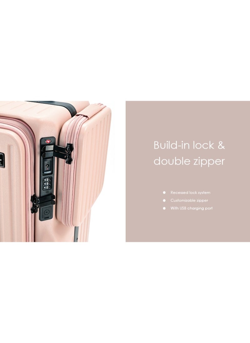 التمريض الجوي Skycare Airline Airpox-On Luggage-حقيبة سبينية خفيفة الوزن مع قفل TSA وشحن USB والجيب الأمامي وحامل الكأس  - Image 3