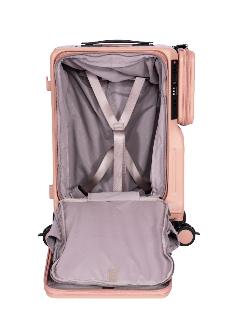 Skycare  Airline-Approved PC Carry-On Luggage - Lightweight Hardside Spinner Suitcase with TSA Lock, USB Charging, Front Pocket, and Cup Holder - Image 5