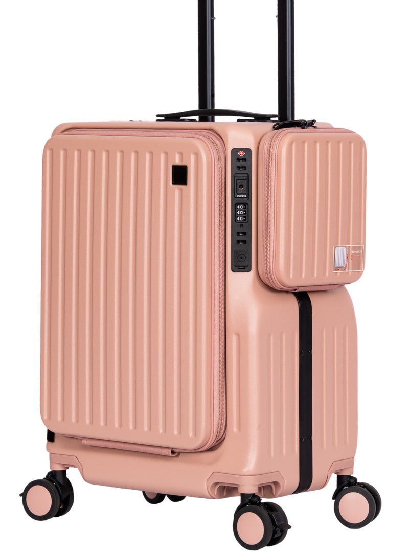 Skycare  Airline-Approved PC Carry-On Luggage - Lightweight Hardside Spinner Suitcase with TSA Lock, USB Charging, Front Pocket, and Cup Holder - Image 1