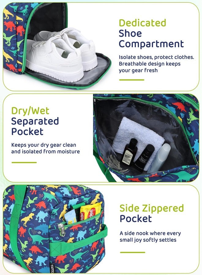 RAVUO Water Resistant Kids Duffel Bag - Overnight Sports Weekender Gym Carry-On Tote Travel Shoulder Bag for Boys with Shoe Compartment and Wet Pocket - Image 3