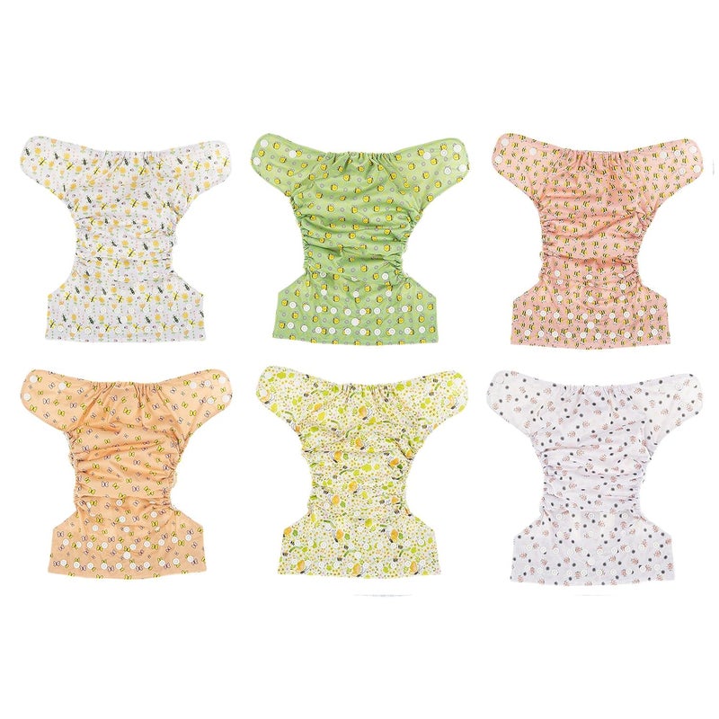 Simple Being Reusable Cloth Diapers, Double Gusset, One Size Adjustable, Washable Soft Absorbent, Waterproof Cover, Eco-Friendly Unisex Baby Girl Boy, six 4-Layers Microfiber Inserts (Bugs) - Image 4