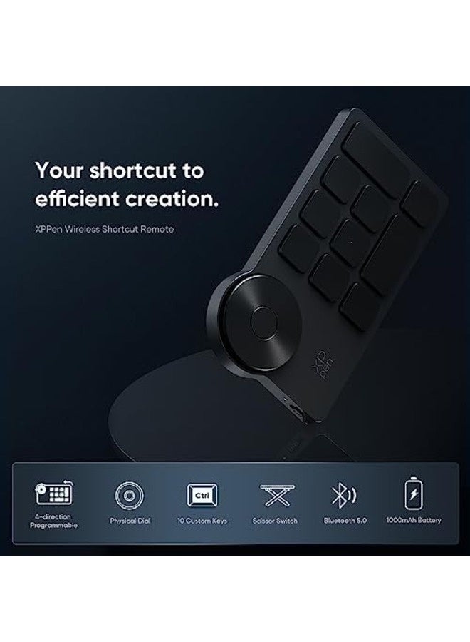 AC19 Wireless Shortcut Remote | 6 Custom Keys, Dial Control, Ergonomic Design, Compatible with Drawing Tablets and Displays for Digital Artists