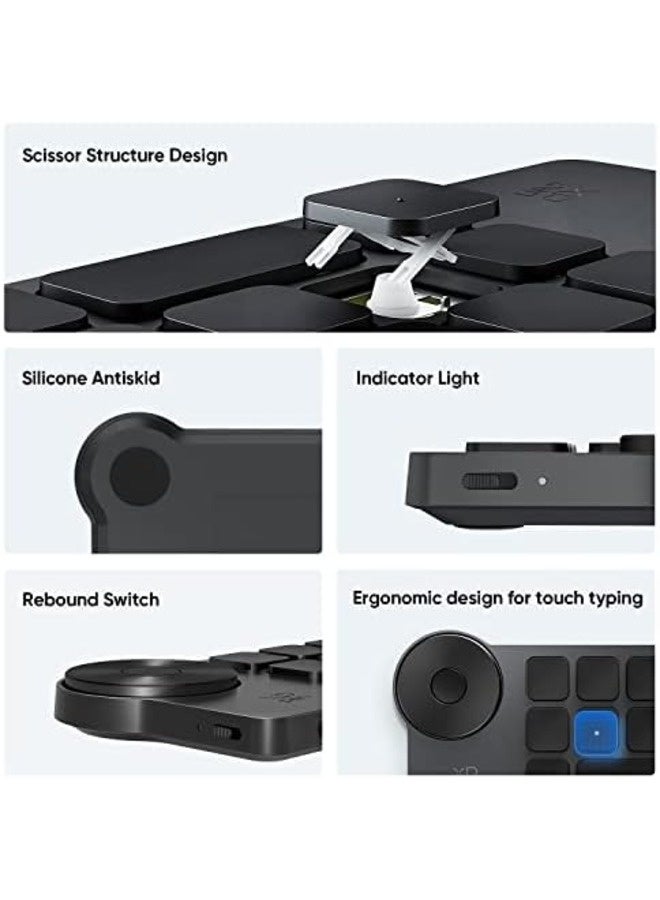 AC19 Wireless Shortcut Remote | 6 Custom Keys, Dial Control, Ergonomic Design, Compatible with Drawing Tablets and Displays for Digital Artists