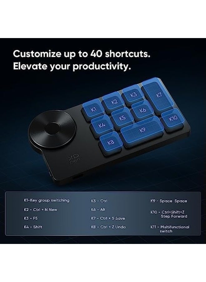 XP-PEN AC19 Wireless Shortcut Remote | 6 Custom Keys, Dial Control, Ergonomic Design, Compatible with Drawing Tablets and Displays for Digital Artists  - Image 2