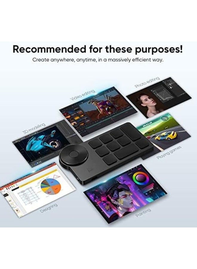 AC19 Wireless Shortcut Remote | 6 Custom Keys, Dial Control, Ergonomic Design, Compatible with Drawing Tablets and Displays for Digital Artists