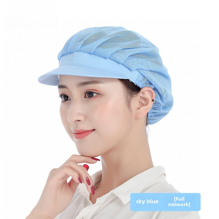 Breathable Chef Cap Dustproof Kitchen Work Hat for WomenSky Blue Full Network Sky Blue Full Network 