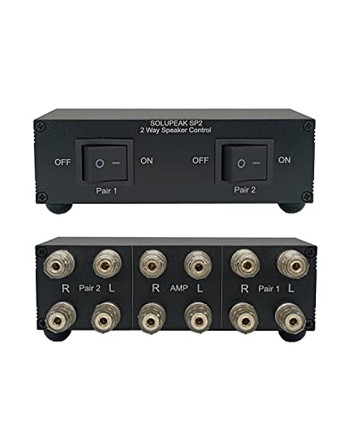 SOLUPEAK Premium 2 Zone Speaker Selector Switch Box, 2 Way Stereo Audio Speaker Switcher Distribution Box for Multi-Channel High Powered Amp A B Switches -SOLUPEAK SP2 - Image 1