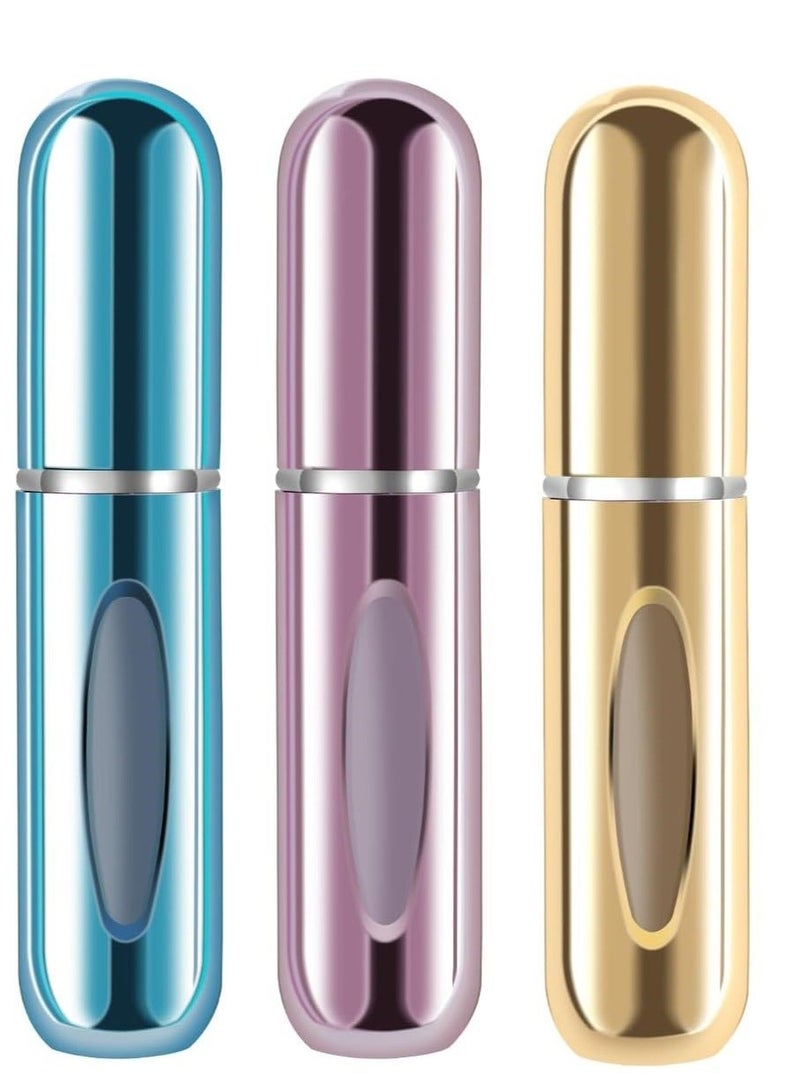 زجاجات عطر محمولة قابلة لإعادة التعبئة – بخاخات صغيرة فارغة للسفر بسعة 8 مل – عبوة من 3 قطع أنيقة وعملية - قد تختلف الالوان - Image 1