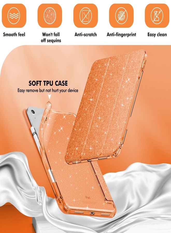 INFILAND Compatible with iPad A16 11th Generation 11 Inch 2025 Case, iPad Case 10th Generation 10.9 Inch, Glitter Cover with Sparkly Clear Back, Pencil Holder, for Kids Girls (Fiery Orange) - Image 4