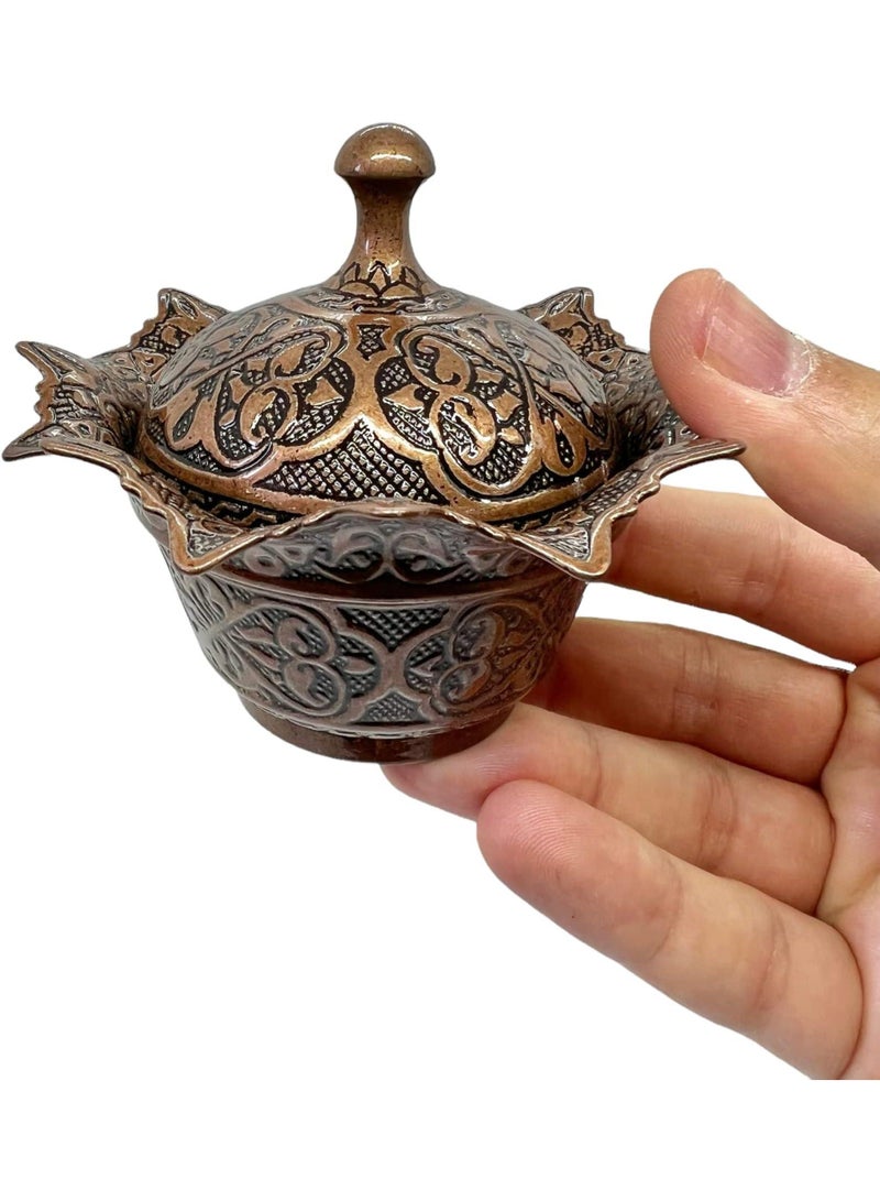 Chic Ottoman-Style Copper Sugar Pot with Lid, Stylish Design, Made in Turkey  - Image 3