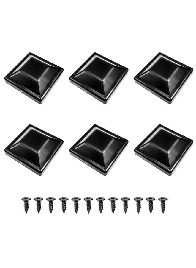 6pcs Black Plastic 4x4 Post Caps For 3 5 8 Inch Wood Fence Posts With Mounting Screws - Image 2