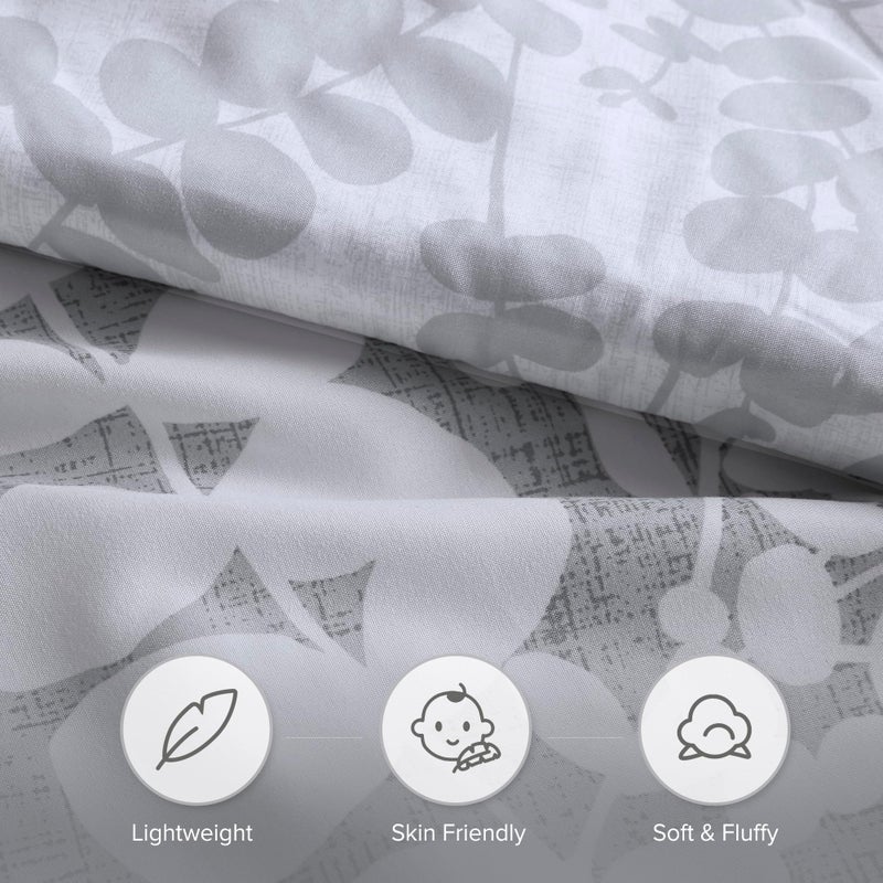 Comfort Spaces Queen Comforter Set, Breathable Microfiber Comforter Sets, Reversible Floral Comforters, Lightweight All Season Farmhouse Bedding, Matching Shams, Full/Queen, Grey 3 Piece - Image 5