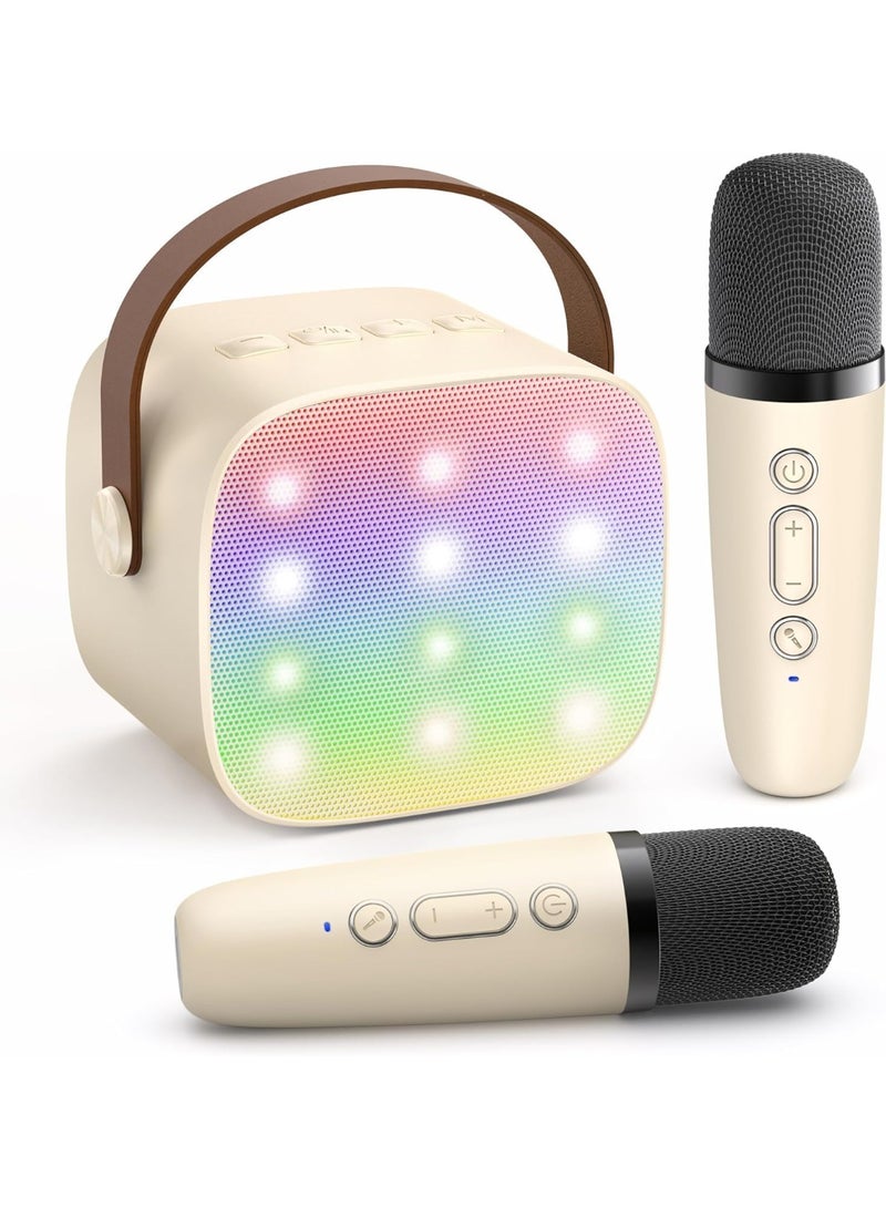 مكبر صوت كاراوكي بلوتوث محمول مع 2 ميكروفونات لاسلكية | صوت HIFI ثلاثي الأبعاد | أضواء RGB | ترفيه للأطفال والحفلات العائلية - Image 1