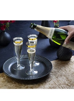 Y&D 6 PCS Plastic Champagne Flutes Gold Glitter Cups 6.5 OZ Clear Tumblers Fancy Disposable Hard with Glitter Premium Wedding Elegant Party  - Image 2