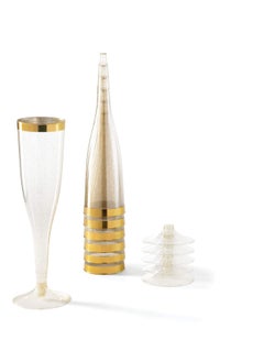 Y&D 6 PCS Plastic Champagne Flutes Gold Glitter Cups 6.5 OZ Clear Tumblers Fancy Disposable Hard with Glitter Premium Wedding Elegant Party  - Image 5