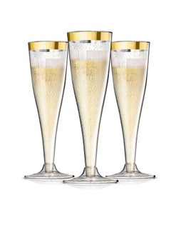 Y&D 6 PCS Plastic Champagne Flutes Gold Glitter Cups 6.5 OZ Clear Tumblers Fancy Disposable Hard with Glitter Premium Wedding Elegant Party  - Image 4