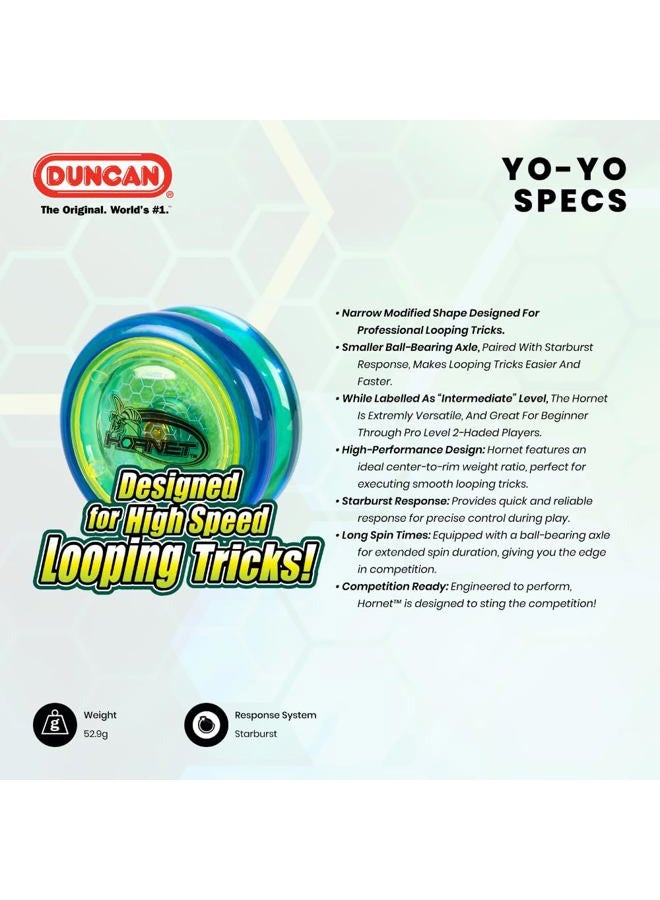 Duncan Toys Hornet Pro Looping Yo-Yo with String, Ball Bearing Axle and Plastic Body, Green with White Cap - Image 3
