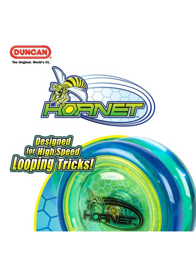Duncan Toys Hornet Pro Looping Yo-Yo with String, Ball Bearing Axle and Plastic Body, Green with White Cap - Image 2