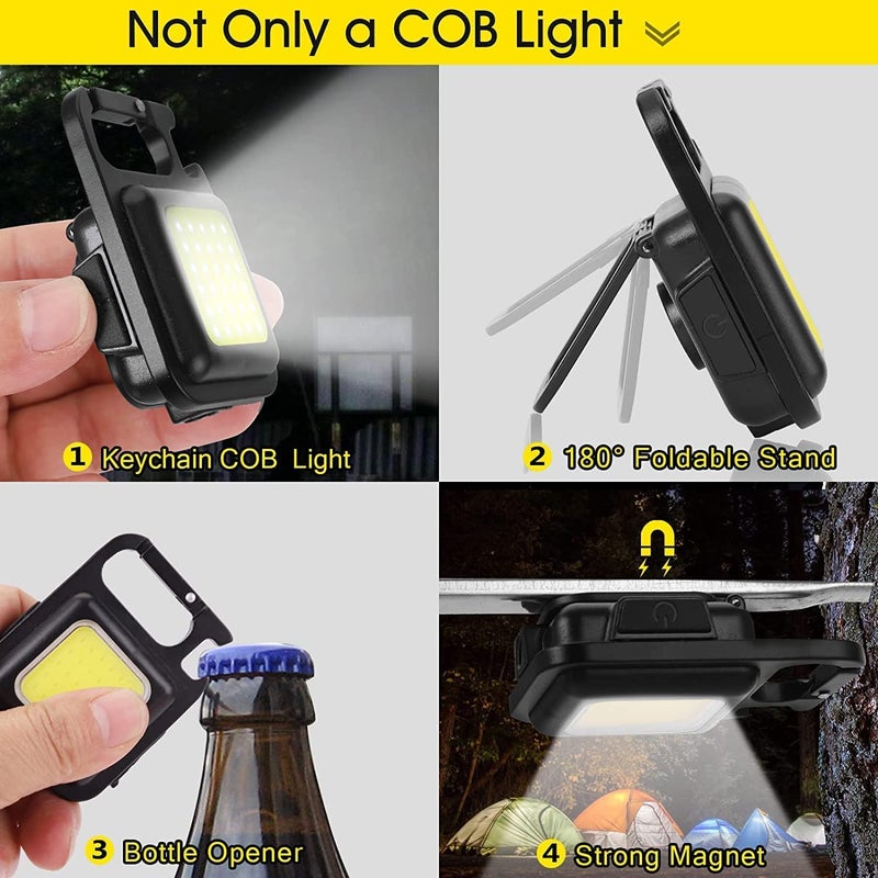 STAREWA STAREWA Mini Torch Light with Keychain Led Light with Bottle Opener Magnetic Base and Folding Bracket Mini Cob 500 Lumens Rechargeable Emergency Light Metal 500 Lumen  - Image 2