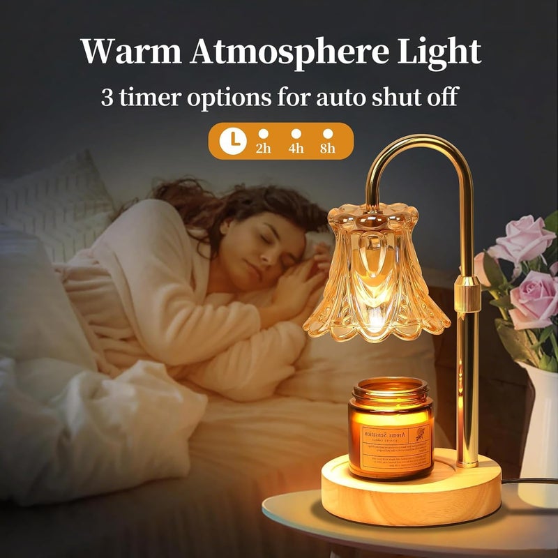 Droyek Candle Warmer Lamp with Dimmer - Electric Candle Lamp with Timer for Jar Candles Scented Candles, Plug-in Wax Warmer Lamp for Home & Office with 2 Bulb (White Peony) - Image 2