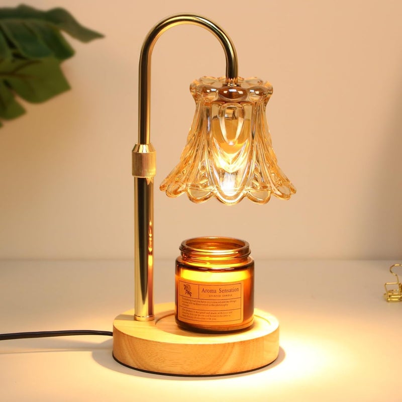 Droyek Candle Warmer Lamp with Dimmer - Electric Candle Lamp with Timer for Jar Candles Scented Candles, Plug-in Wax Warmer Lamp for Home & Office with 2 Bulb (White Peony) - Image 1