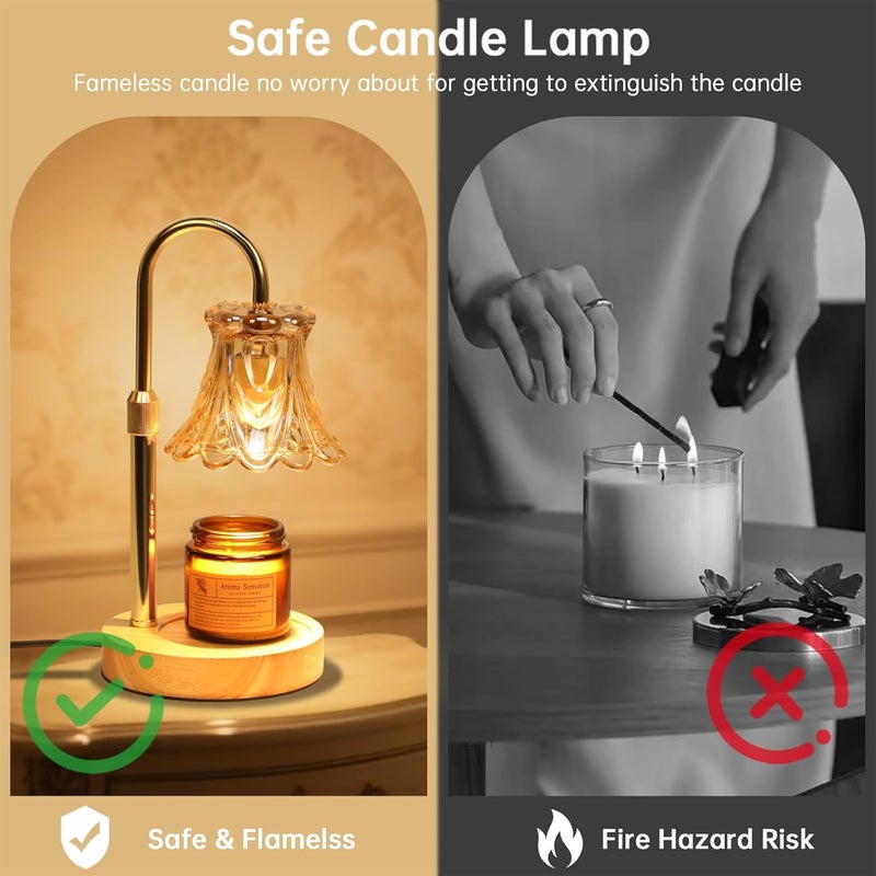 Droyek Candle Warmer Lamp with Dimmer - Electric Candle Lamp with Timer for Jar Candles Scented Candles, Plug-in Wax Warmer Lamp for Home & Office with 2 Bulb (White Peony) - Image 4