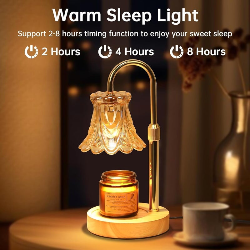 Droyek Candle Warmer Lamp with Dimmer - Electric Candle Lamp with Timer for Jar Candles Scented Candles, Plug-in Wax Warmer Lamp for Home & Office with 2 Bulb (White Peony) - Image 5