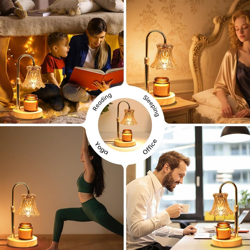Droyek Candle Warmer Lamp with Dimmer - Electric Candle Lamp with Timer for Jar Candles Scented Candles, Plug-in Wax Warmer Lamp for Home & Office with 2 Bulb (White Peony) - Image 3