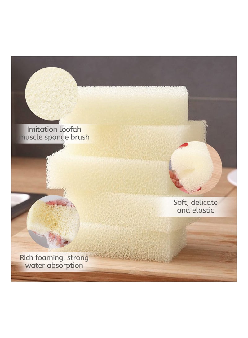 KASTWAVE Kitchen Cleaning Sponges, 24 Pcs Dishes Non-Scratch Scrub Sponges, Imitation Loofah Cotton Decontamination Sponge Block, Reusable Dish Sponge for Household Cleaning Bathroom, Individually Wrapped - Image 5