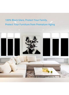 Arabest Blackout Window Film,45x300cm Removable Privacy Film Anti UV Dark Window Tint Frosted Decorative Privacy Films No Glue Self Static Cling for Bathroom Living Bedroom Kitchen Home  - Image 3