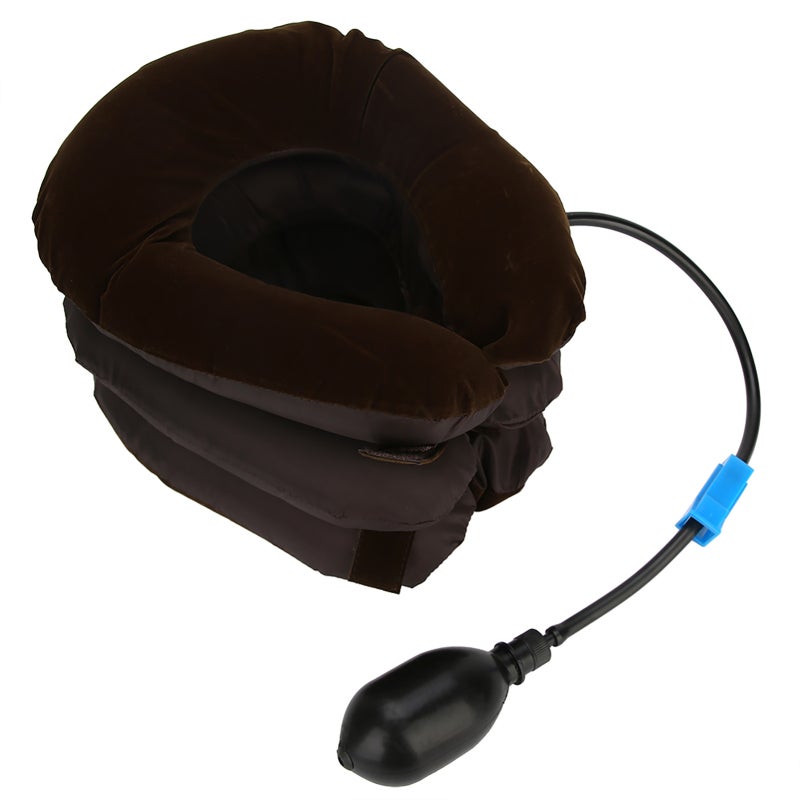 Inflatable Neck Pillow - High-Quality Flocking Fabric Adjustable Pressure Ergonomic Cervical Traction Pillow for Travel Home Neck Pain Relief - Image 4